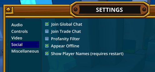 Trove how to switch chat